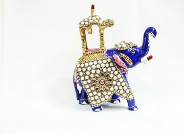 Handmade Solid Metal painting Indian Elephant Idol Statue Home Decorative Gift