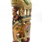 Wooden Hand Carved Ambabari Howdah Elephant Statue Sculpture with Gold Painting