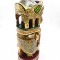 Wooden Hand Carved Ambabari Howdah Elephant Statue Sculpture with Gold Painting