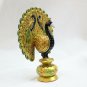 Handmade Wooden Carved Peacock Statue Painting Sculpture Art Home Decor Gift