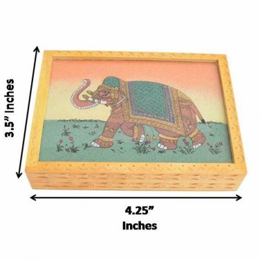 Handmade Solid Wooden Carved Indian Utility Box  Statue Home Decorative Gift