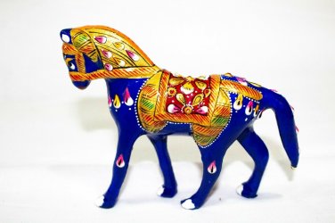 Indian Handmade Solid Metal Meenakari Horse Statue Idol Statue Home Decor Gift