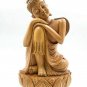 Wooden Hand Carved God Buddha Thinking Sculpture Statue Vintage Art Home Decor