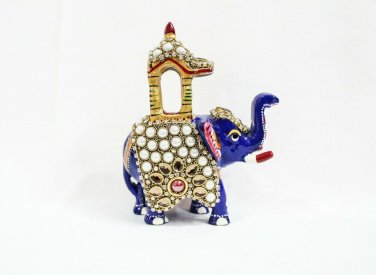 Handmade Solid Metal painting Indian Elephant Statue Idol Home Decorative Gift