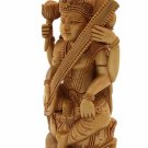 Handmade Indian Wooden Saraswati Idol Statue Home Decorative Table Office Gift