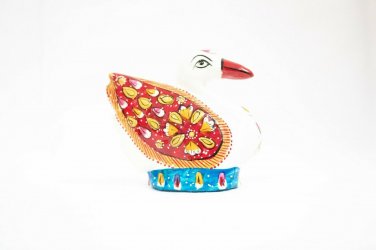 Indian Handmade Solid Metal Meenakari Duck Statue Idol Statue Home Decor Gift