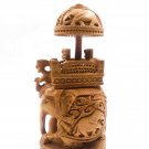 Handmade Wooden Carved Ambabari Howdah Elephant Statue Beautiful Art Home Decor