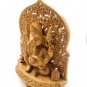 Wooden Handmade Carved Indian God Ganesha Idol Sculpture Statue Art Home Decor
