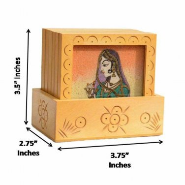 Handmade Solid Wooden Carved Glass coaster Home Decorative Table Office Gift