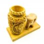 Handmade Wooden Pen holder Ganesha Idol Face Carved Elephant Statue Office Decor