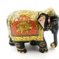Wooden Hand Carved Elephant Statue Sculpture with Meenakari Painting Decor
