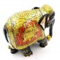 Wooden Hand Carved Elephant Statue Sculpture with Meenakari Painting Decor