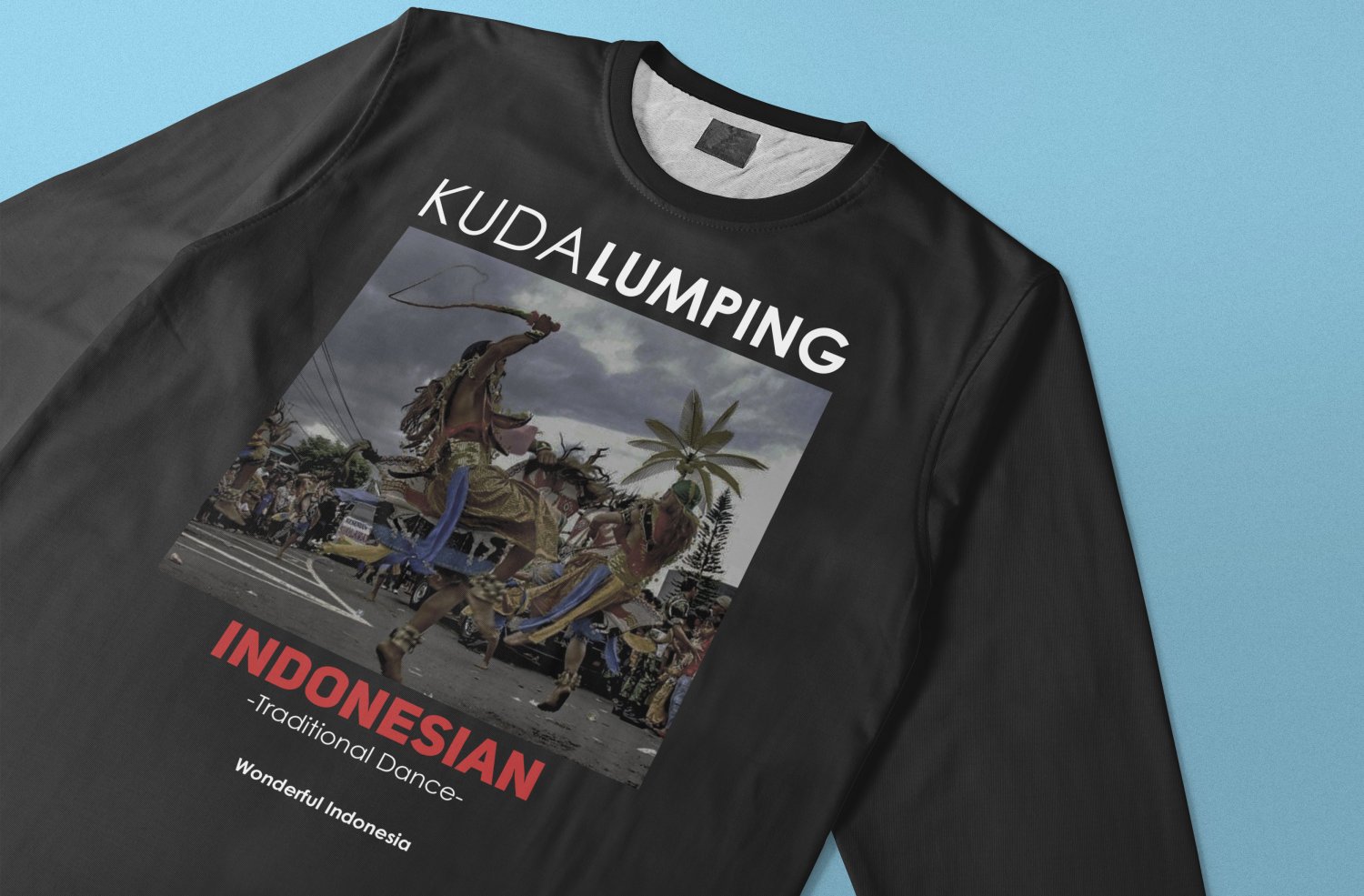 T Shirt Long Sleeve Kuda Lumping Indonesian Traditional Dance - Black