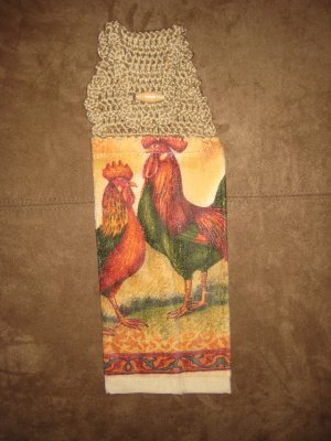 Crochet Top Rooster Towel
