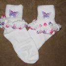 Butterflies Beaded Socks (Purple)