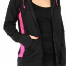 Hoodie with thumb holes Black/Pink Womens Size Medium