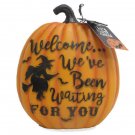 "Welcome we've been waiting for you" Witch Resin Pumpkin Decor
