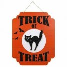 " Trick or Treat " CAT Spooky Decorative Glitter Wall Signs NWT  3D CAT