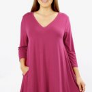 Zenana 3/4 SLEEVE FLARED TOP WITH SIDE POCKETS SIZE MEDIUM (Magenta)
