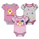 Baby Shark Baby Girl Lot of 3 Bodysuits NWT 0-3, 3-6, 6-9