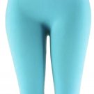 MOPAS Womens Basic Biker Knee Length Shorts Spandex Yoga Leggings Aqua One Size