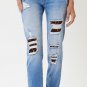 New KanCan Leopard Patch Distressed High Rise Size 3,5 & 7 available #KC7131M