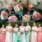 Tiffany Blue Blush Pink wedding bridal Fantasy 14pc Bouquet Set