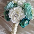 Mint Teal Aqua Champagne Wedding Bridal Bouquet