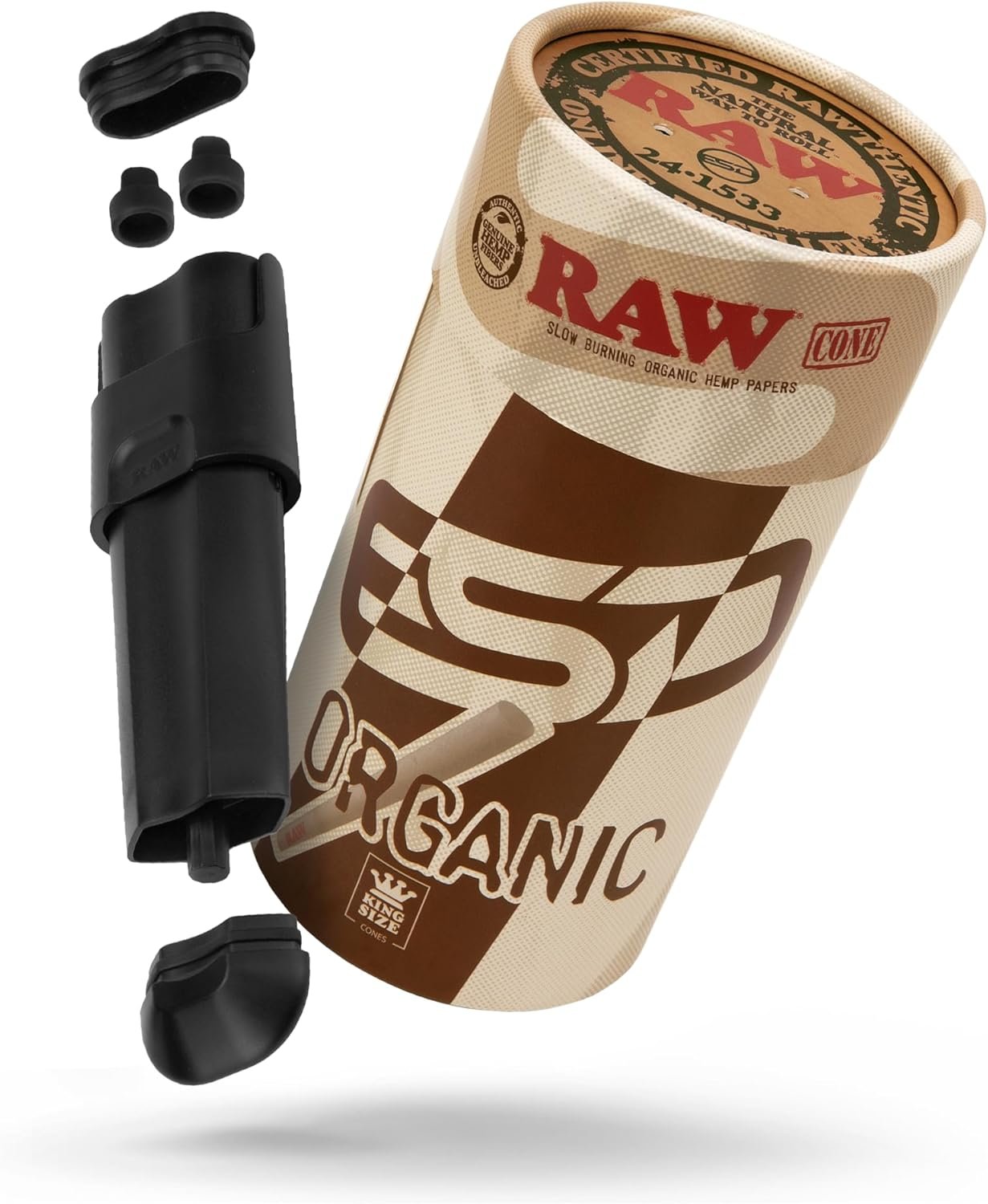 RAW Double Shot 2 Cone Filler + RAW Organic King Size Cones 100 pack