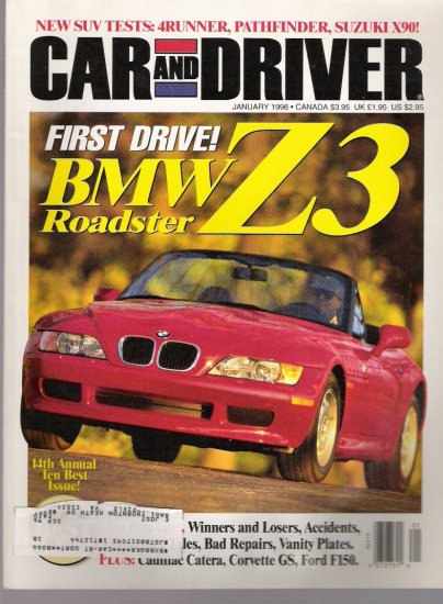 CAR AND DRIVER.. JANUARY 1996 BACK ISSUE