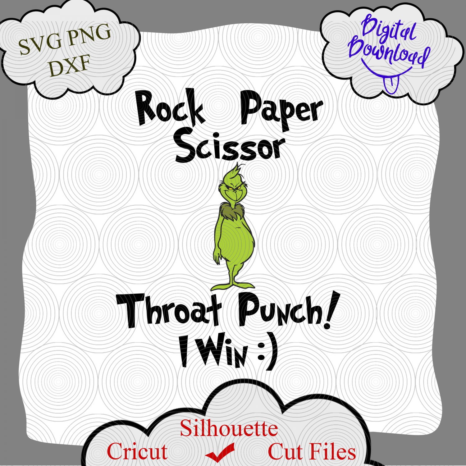 Download Grinch Rock Paper Scissors Throat Punch I Win SVG, Funny ...