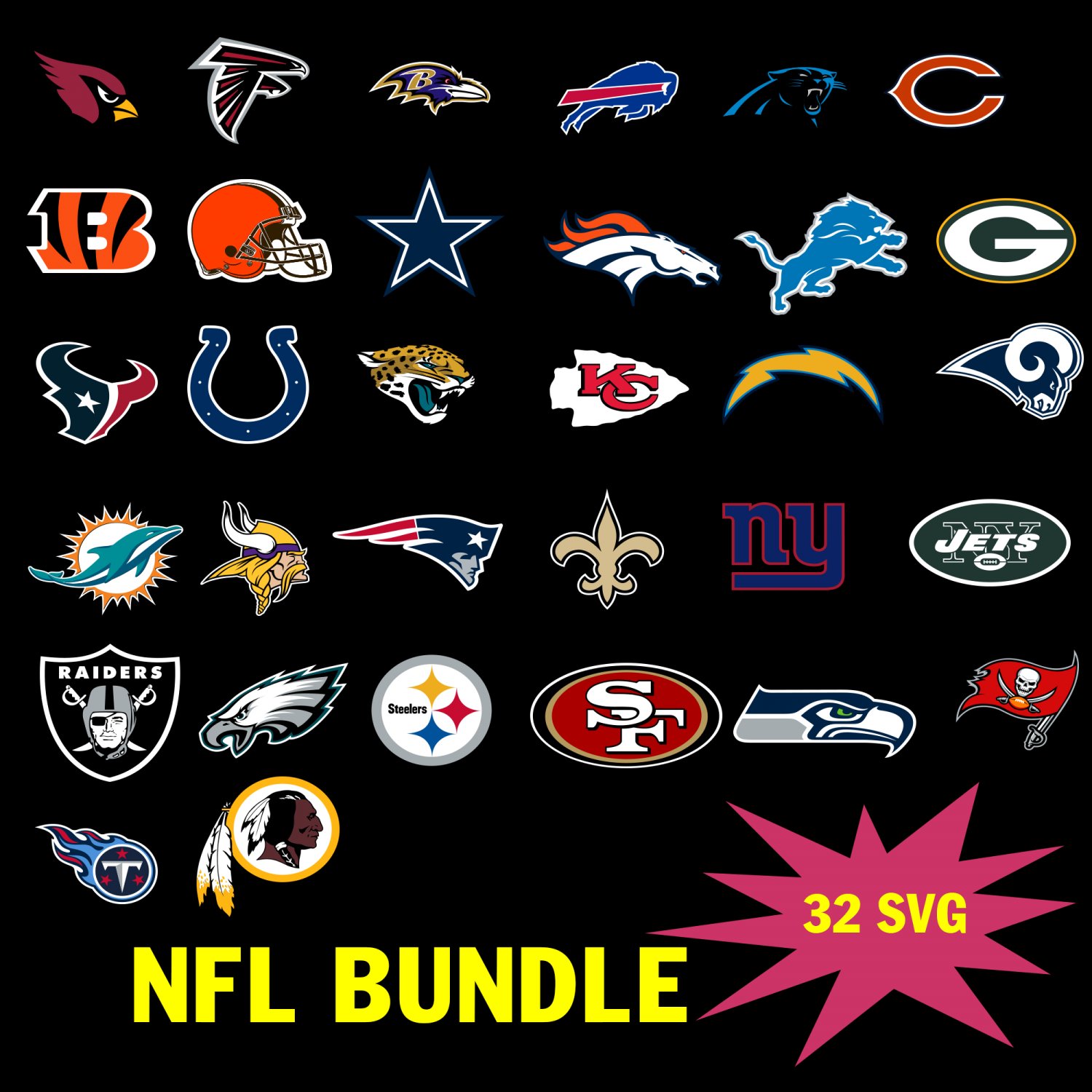 Nfl Logos Svg Bundle, NFL Team, NFL Football team svg, cowboys svg