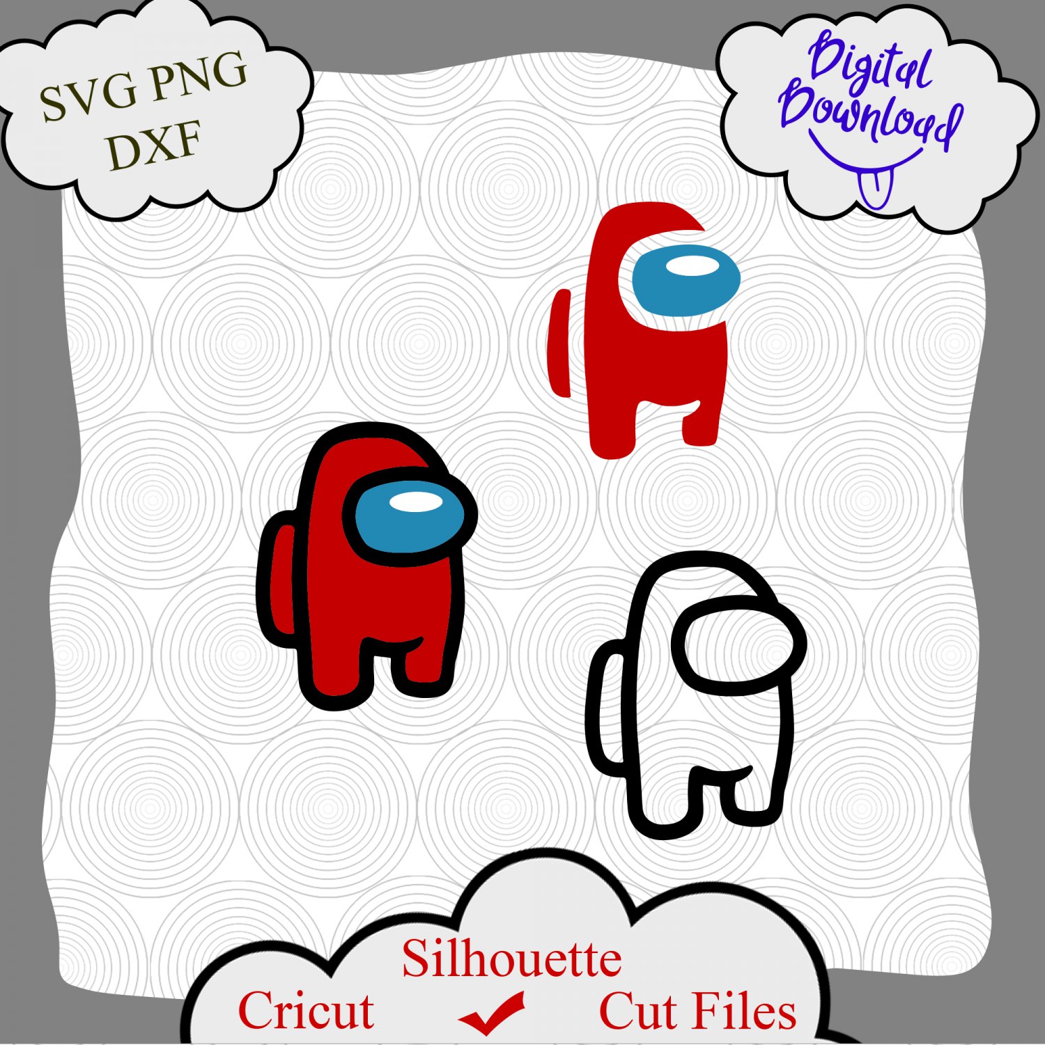 Among Us Red SVG, Video Game Silhouette, Among Us Red logo, Among Us Red png