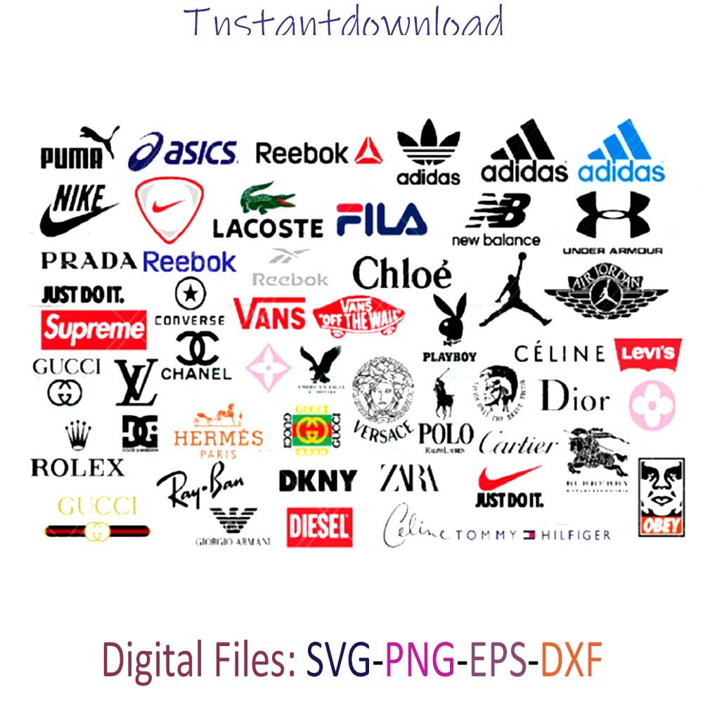 Logo Brand Svg Bundle, Brand Logo Svg, LV Logo Svg, GG Logo Svg, Chanel Logo Svg