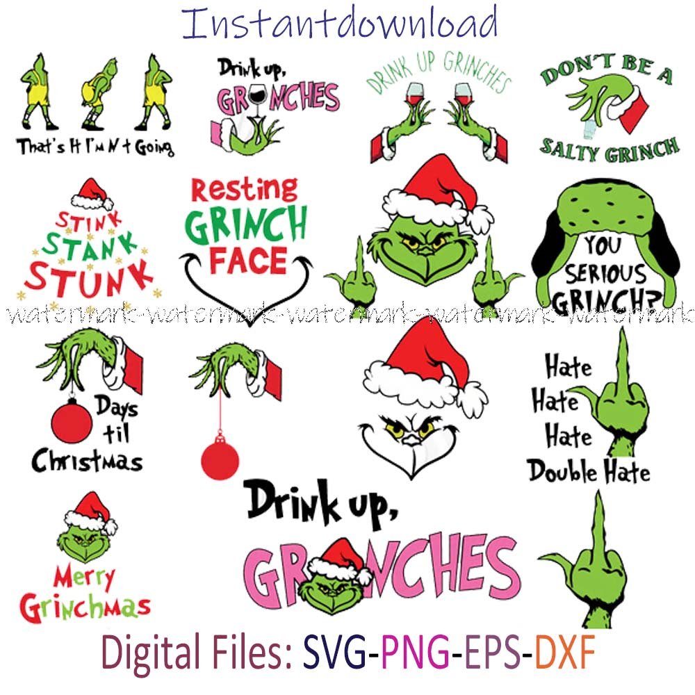 Grinch Middle Finger SVG, Grinch PNG, Grinch SVG For Cricut, Merry Grinchmas SVG