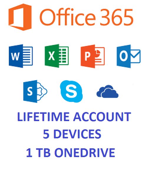 Microsoft Office 365 Pro Plus Lifetime Account 5 User Pc