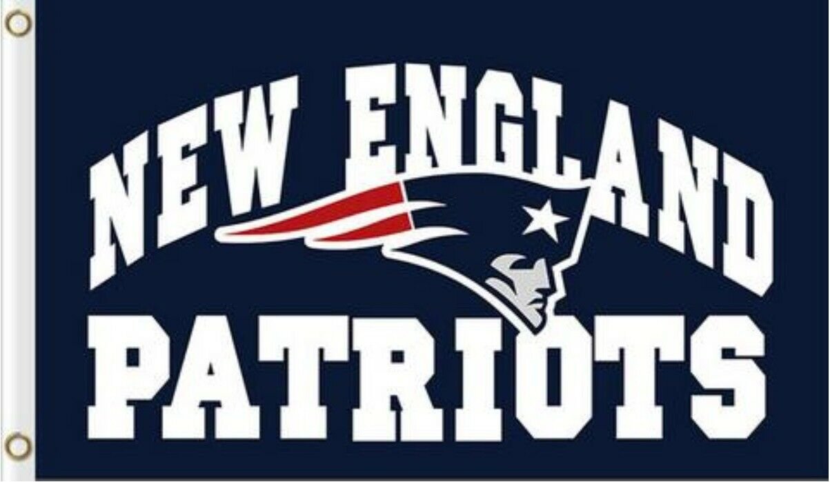 Gagliardetto New England Patriots 30,5x76,2 Cm Con Kit Adesivi Da Parete - Bandiera Feltro Per Fan NFL