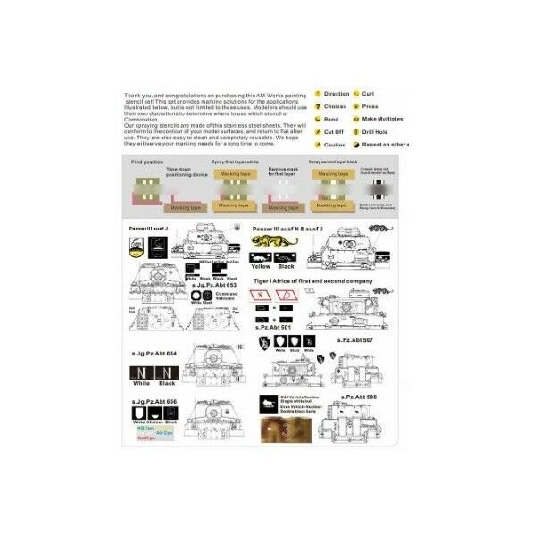 1/35 Stencil WW2 German Wehrmacht Panzer Units & Heavy Battalions Set