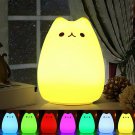 Night Light for Kids Silicone Colorful LED Smile Cute Kawaii Nightlight Cat Lamp