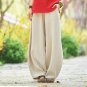 Vintage Elastic Waist Cotton Linen Wide Leg Full Length Pants SN00001