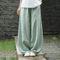 Vintage Elastic Waist Cotton Linen Wide Leg Full Length Pants SN00001