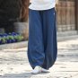 Vintage Elastic Waist Cotton Linen Wide Leg Full Length Pants SN00001