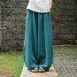 Vintage Elastic Waist Cotton Linen Wide Leg Full Length Pants SN00001