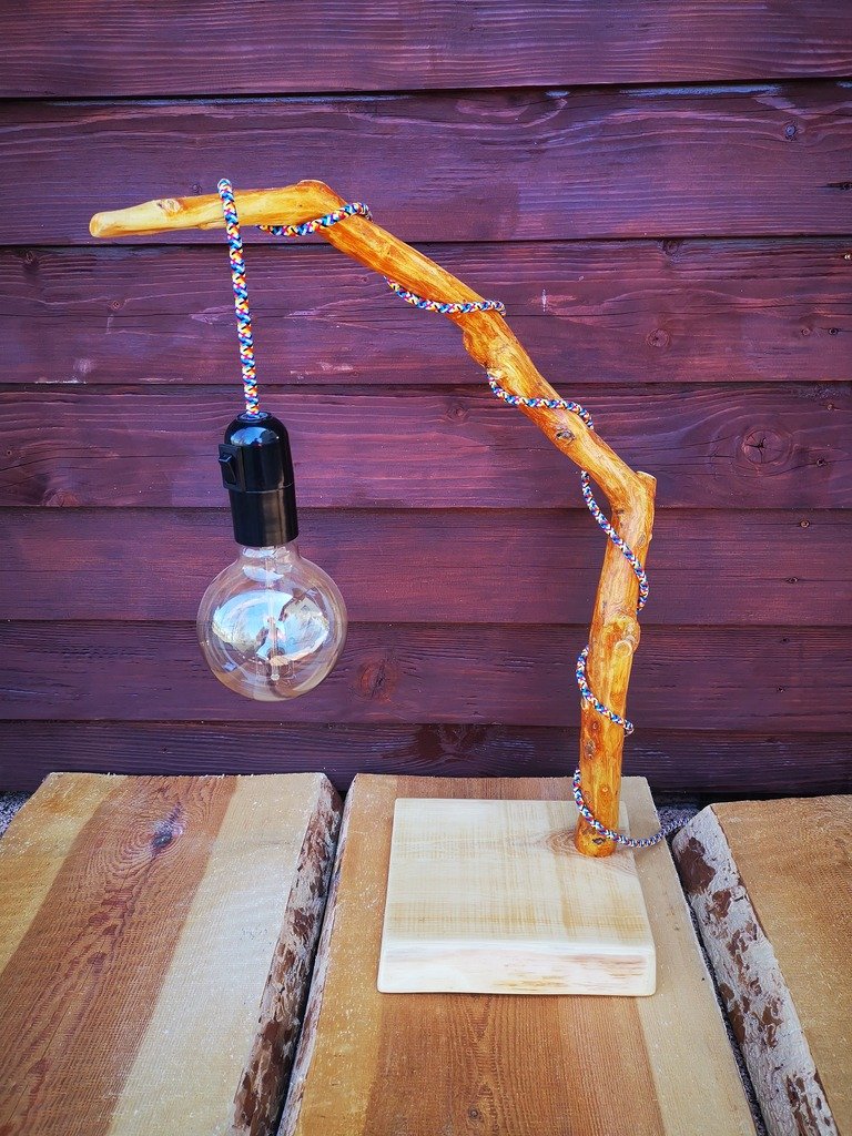 Standing lamp made of branches, handmade.