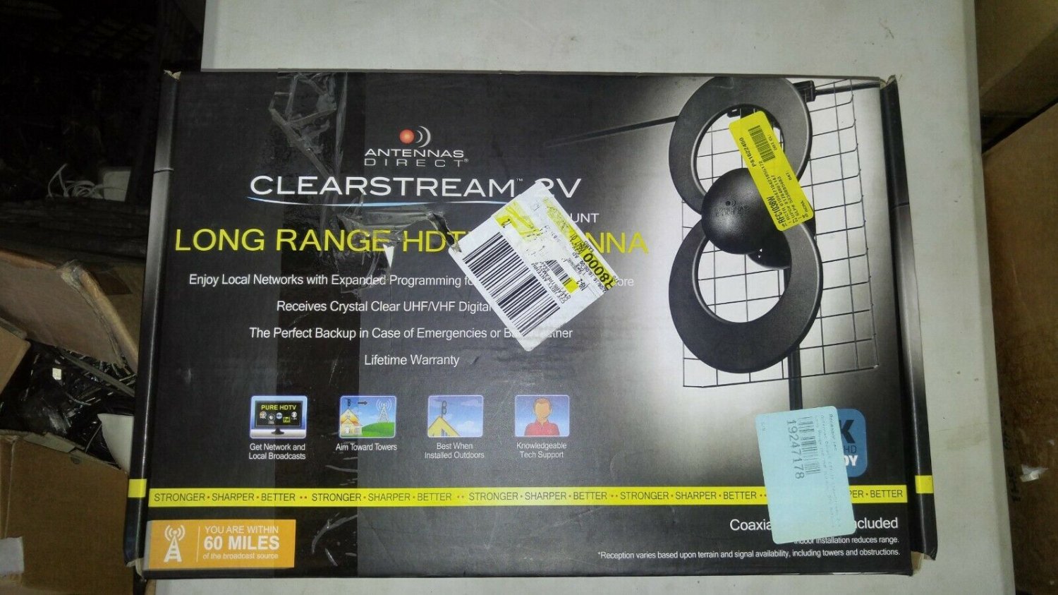 Antennas Direct ClearStream 2V TV Antenna, 60+ Mile Range, UHF/VHF