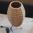 Hand Bamboo Wicker Rattan Table Lamp Fixture Asian Rustic Country Night Standing