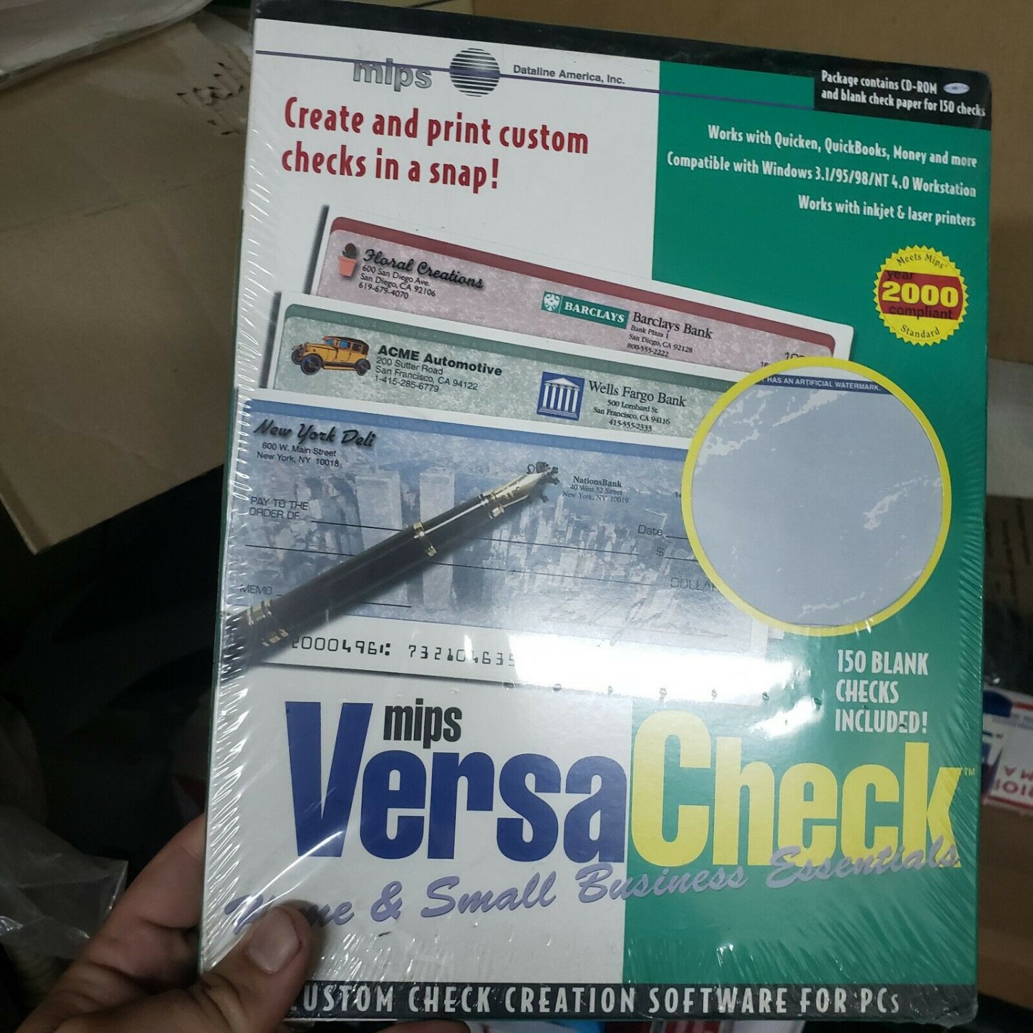 Mips Versa Check Home & Small Business Software CD-ROM 150 Blank Checks New open