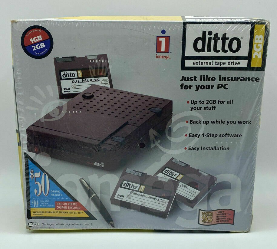 iOmega Ditto External Tape Drive  2GB, Manufacturer Sealed! NEW RARE
