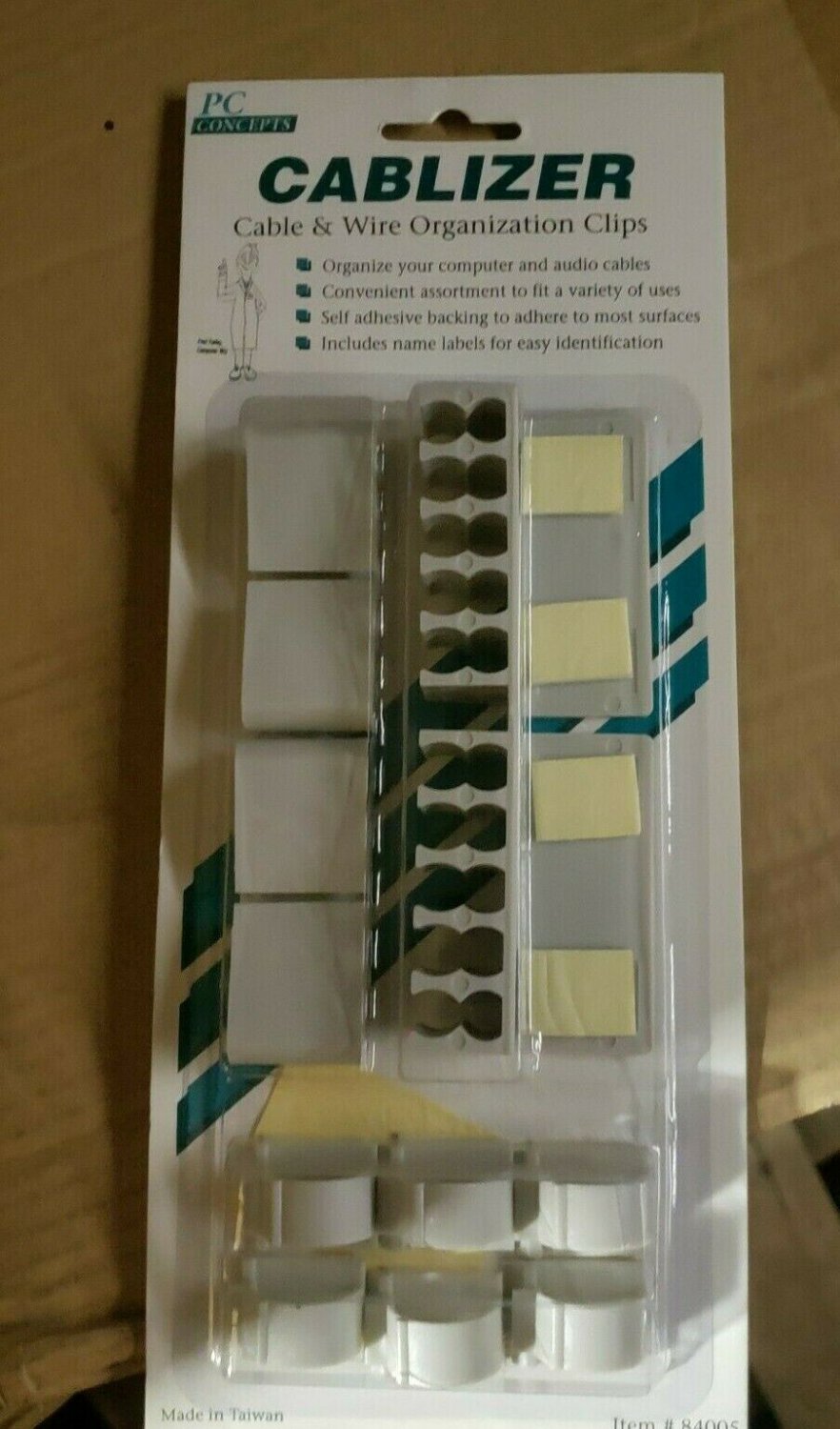 Cable Wire Organizer Cord Management Tape Computer Desk Clip Wire Holder NEW NIB