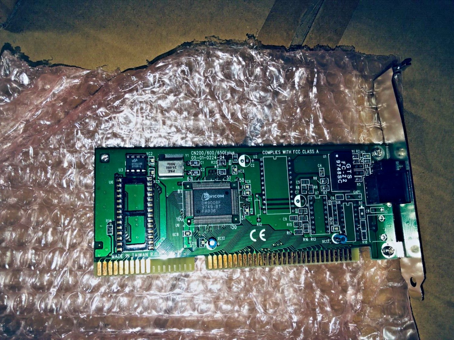 cnet ISA Network Card Cn600e plus rj 45 10 ETHERCARD DAVICOM DM9008F Vintage NEW